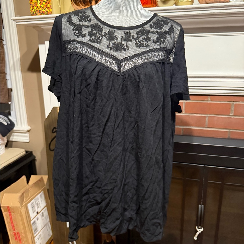 Torrid Black Lace Accent Blouse